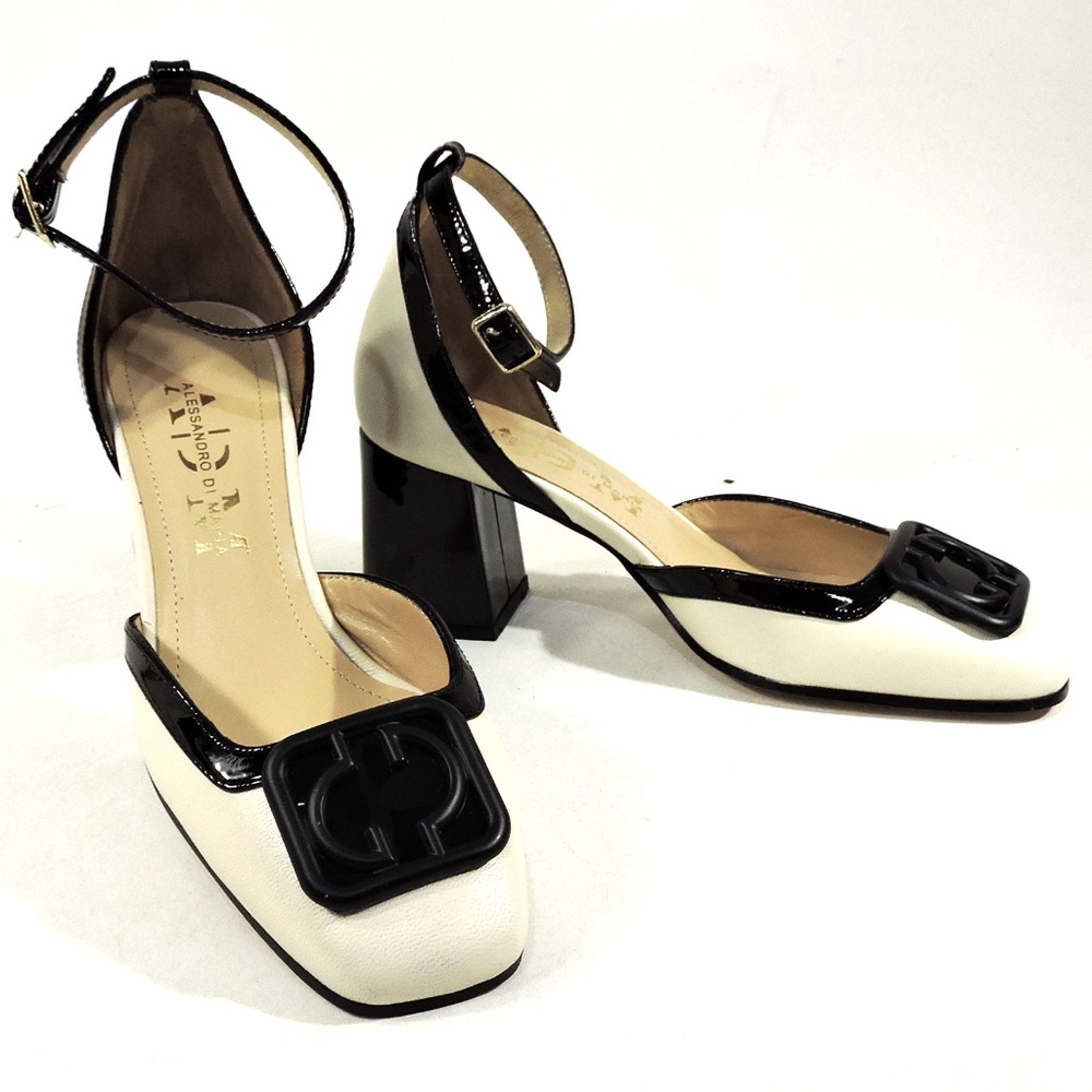 ALESSANDRO DI MARIA 🇮🇹 WOMEN'S OFF WHITE & BLACK COMFORT SANDALS